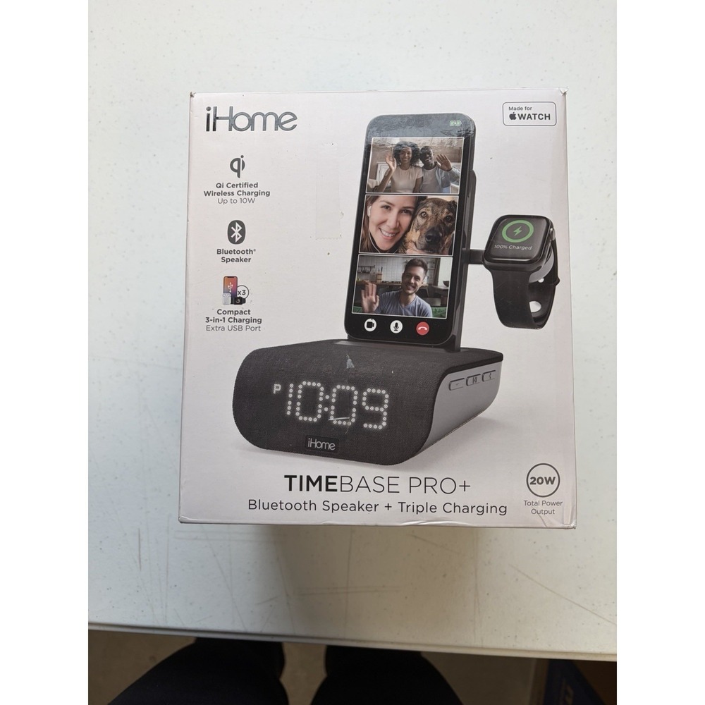 iHome timebase pro+ Bluetooth Speaker &Triple Charging -Never Used